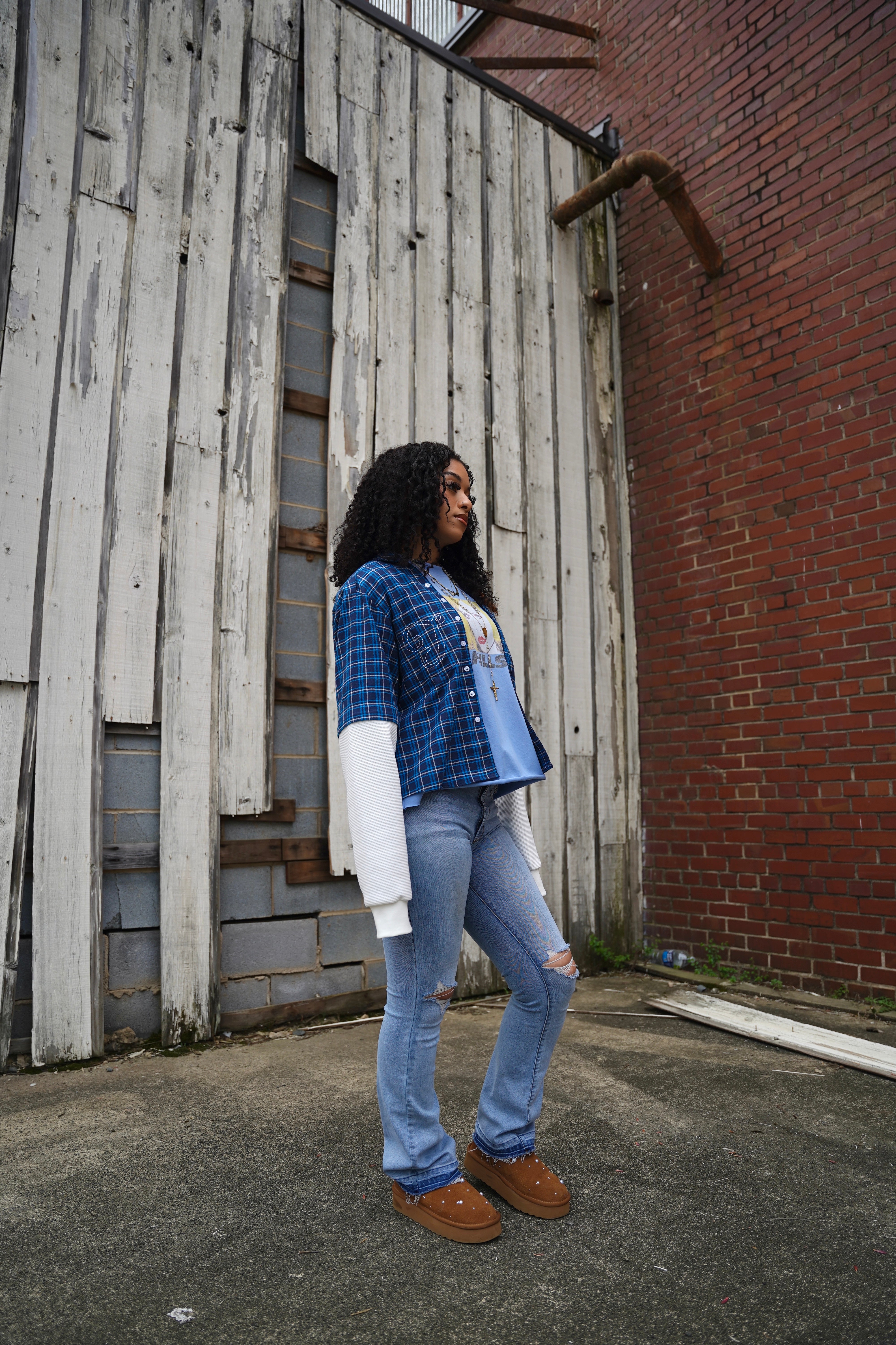 “CONVERTIBLE FLANNEL” TEE MIDNIGHT BLUE