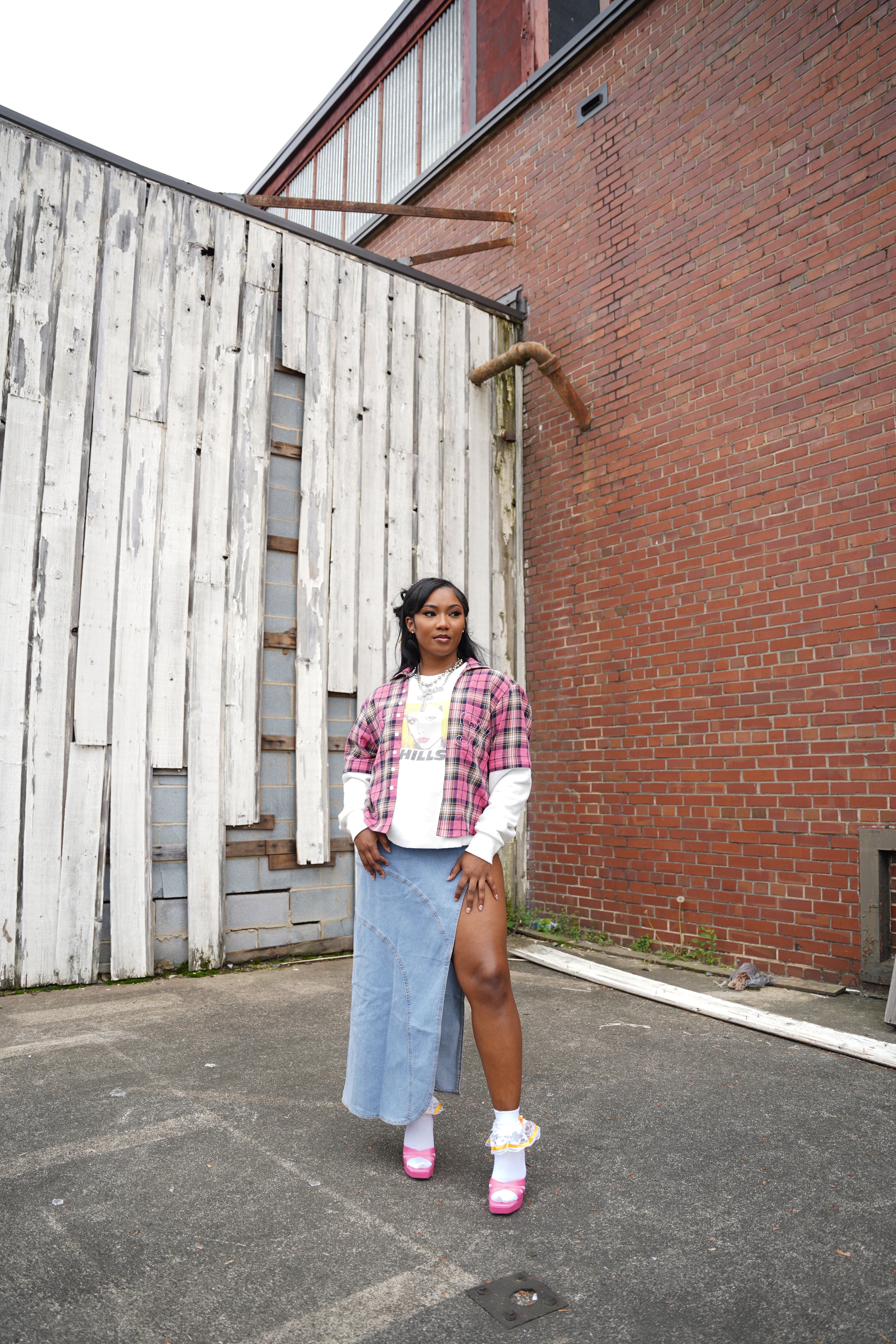 “CONVERTIBLE FLANNEL” TEE PINK
