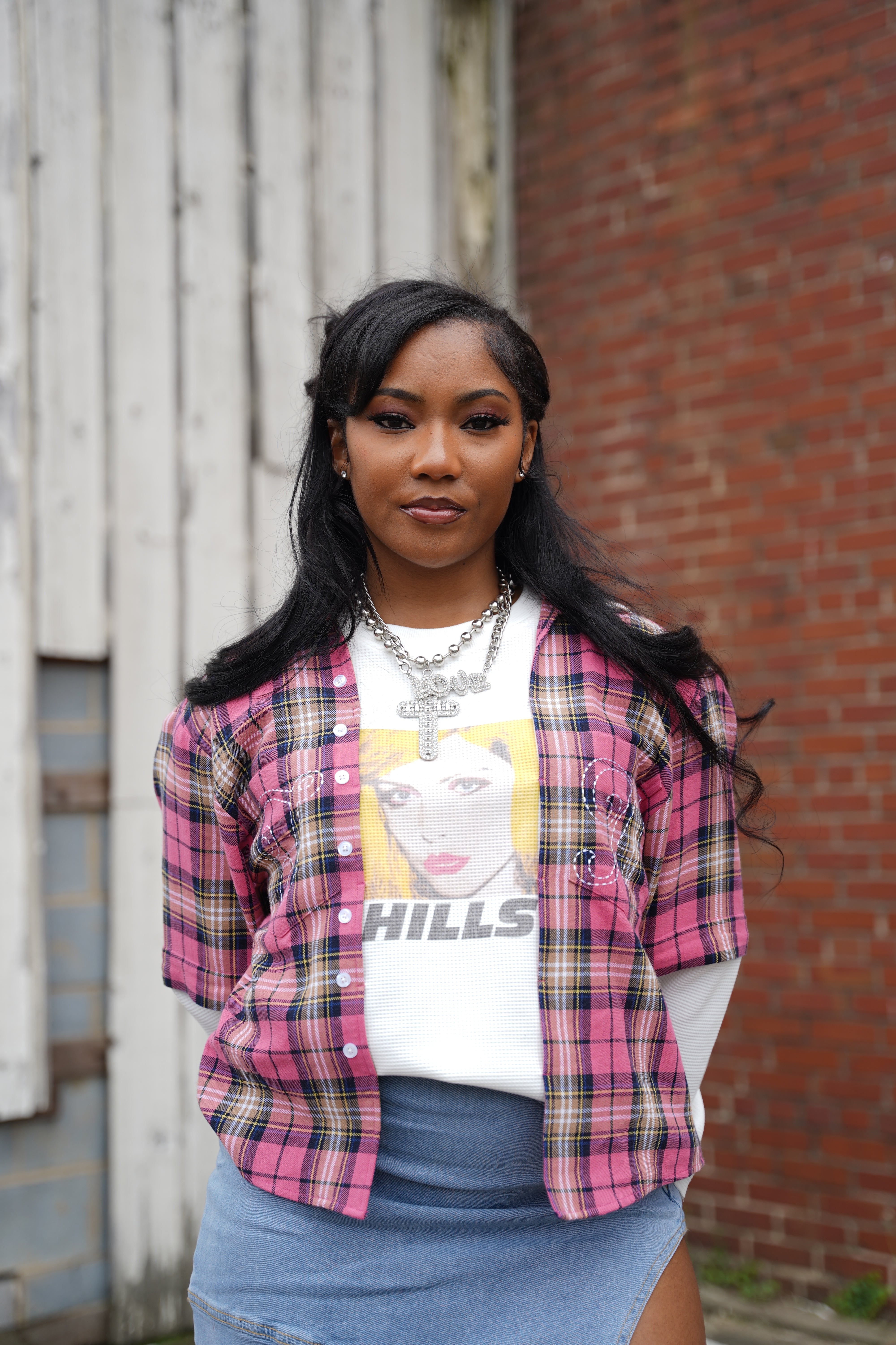 “CONVERTIBLE FLANNEL” TEE PINK