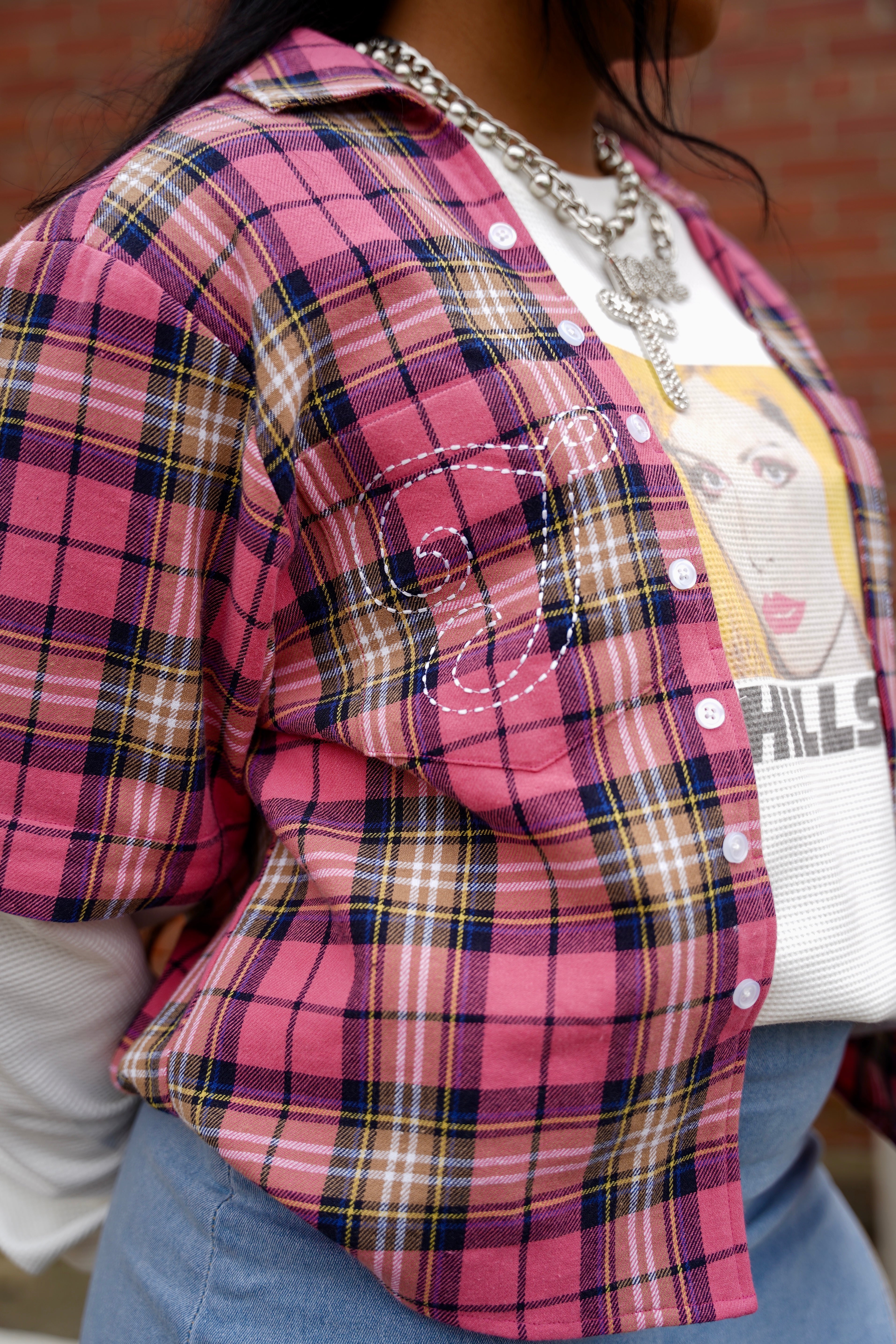 “CONVERTIBLE FLANNEL” TEE PINK