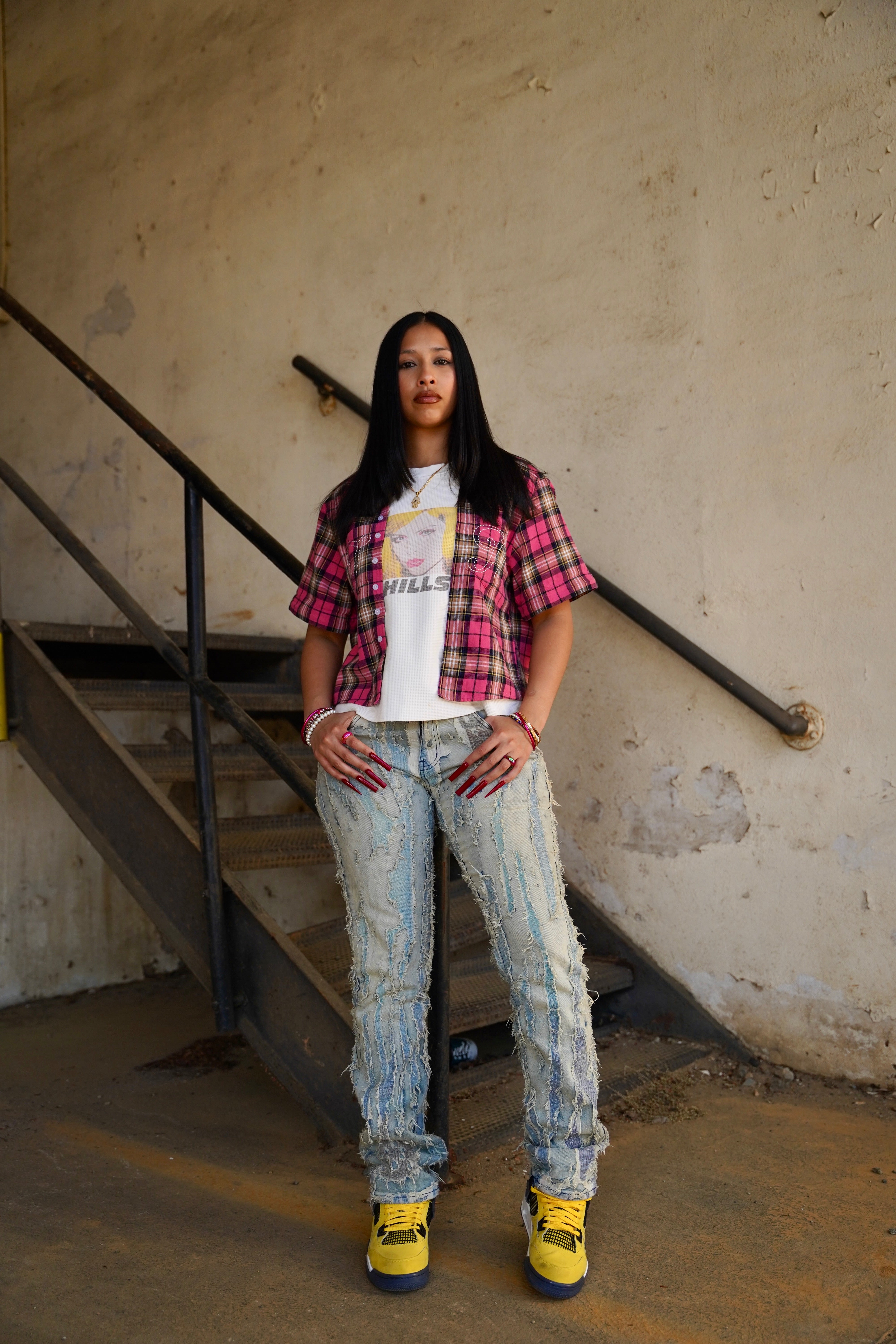 “CONVERTIBLE FLANNEL” TEE PINK