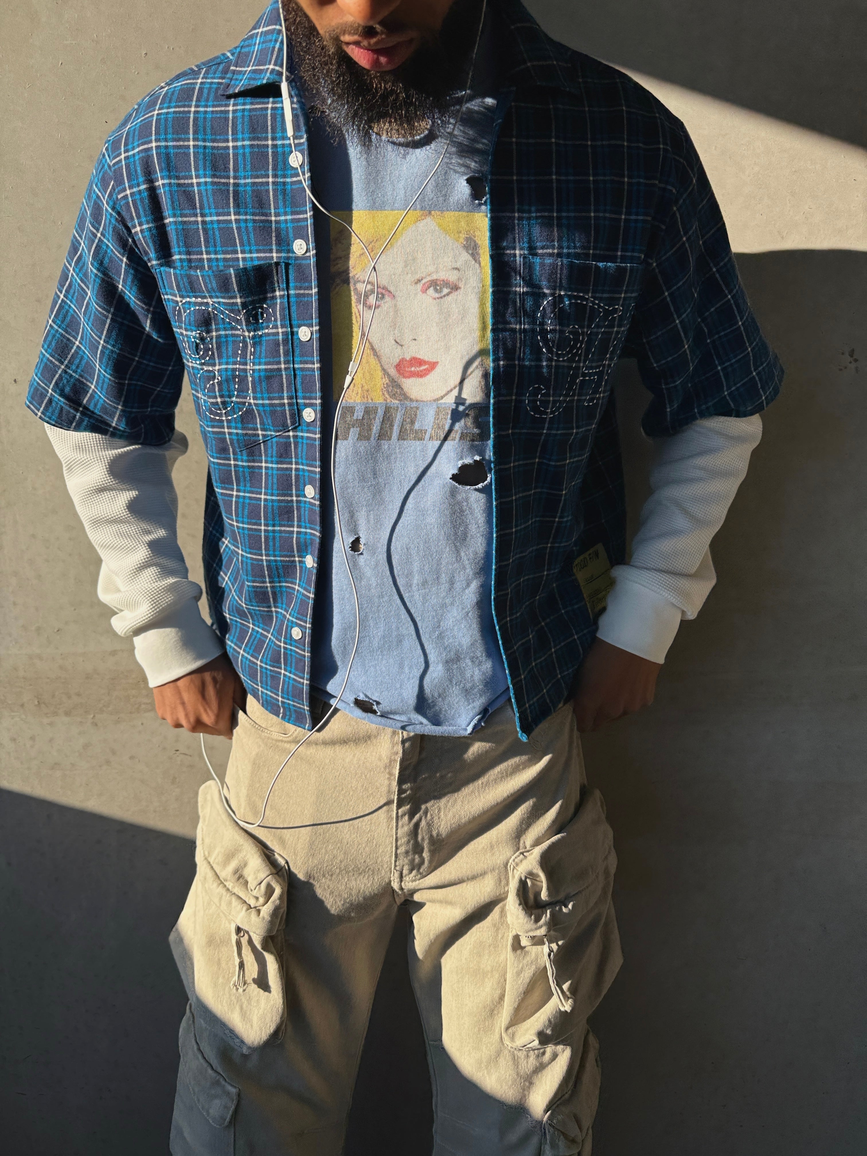 “CONVERTIBLE FLANNEL” TEE MIDNIGHT BLUE